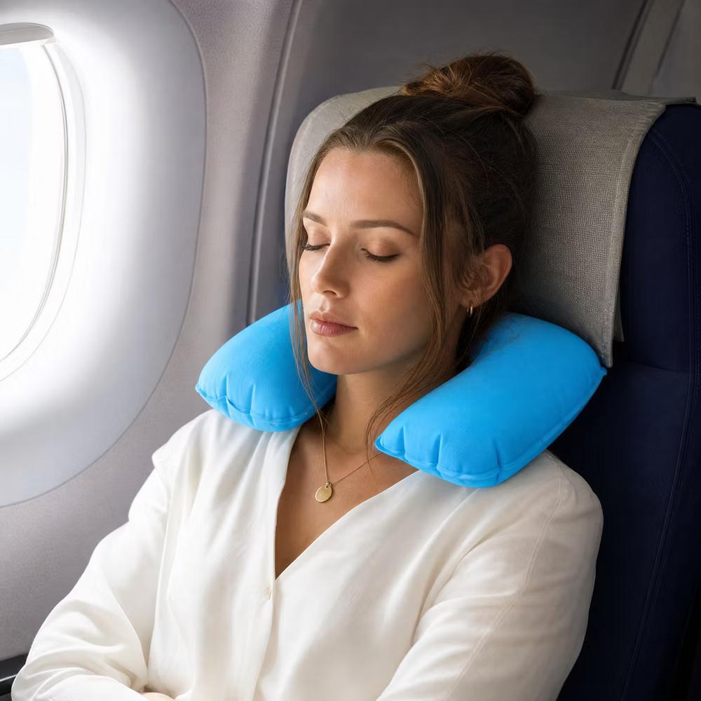 Comfortable Inflatable Travel Pillow with Eye Mask Earplugs 1 Set - Image 32