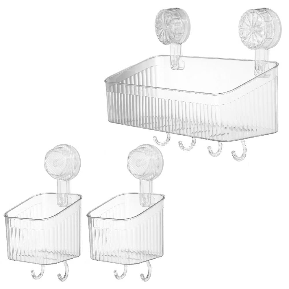 Wall Mount Strong Suction Cup Shower Caddy with Hooks - Image 6