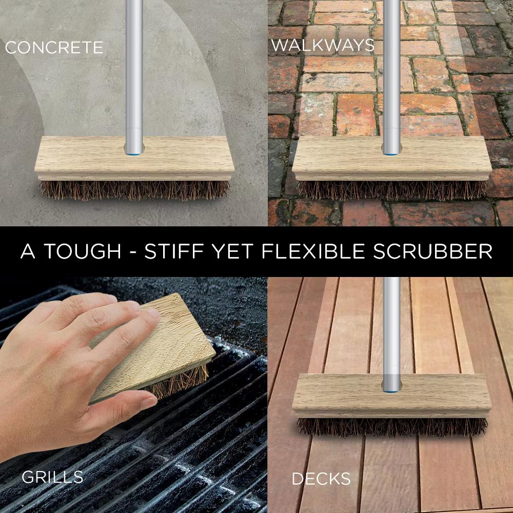 Deck Scrub Brush, 9" 3.5" Head w/ Palmyra Bristles for Outdoor Cleaning, Removes Dirt & Grime from Patios, Decks, Grout, 1 Count - Image 6