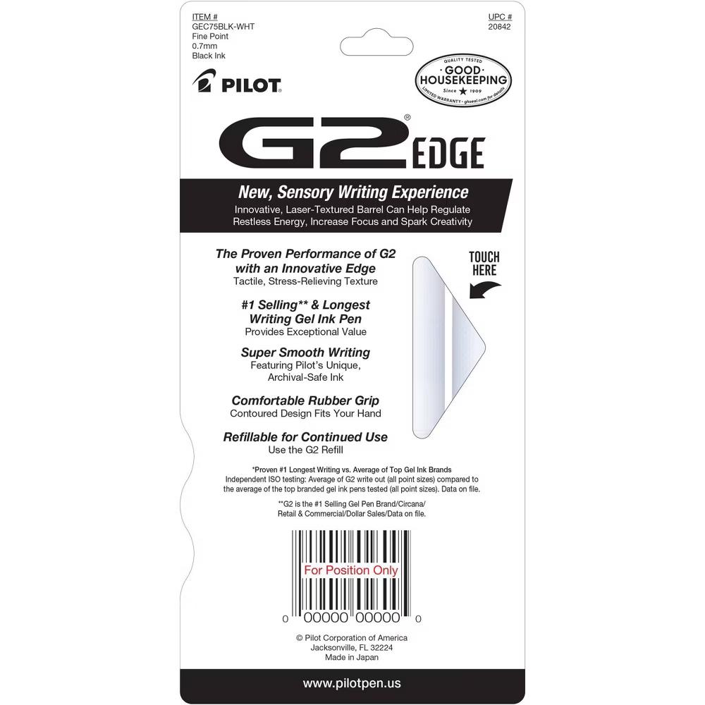 G2 Gel 5pk Edge White Barrel Gel Pens Fine Point 0.7mm Black Ink - Image 3