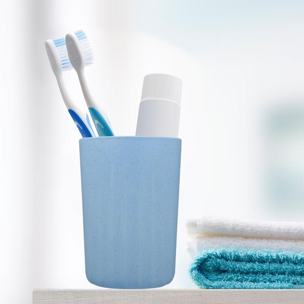 Bathroom Tumbler with Smooth Lines Wheat Straw Cup for Bathroom for Toothpaste 4.09''x2.80'' 1Pc - Image 9