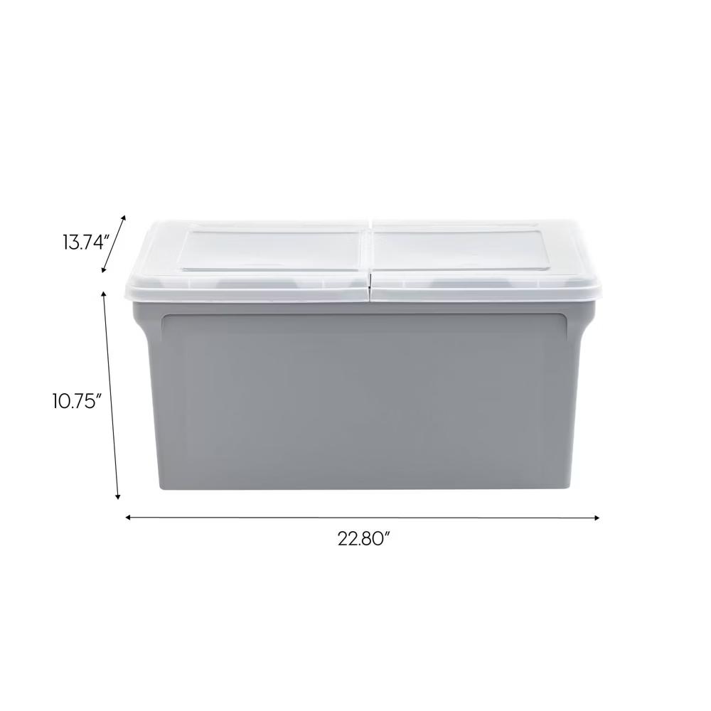 22''x13''x10'' 4pc Split Lid Plastic Storage Bins File Boxes Gray - Image 2