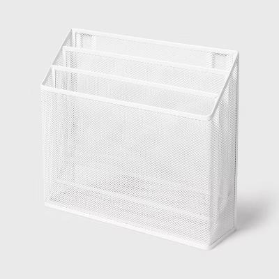Mesh Hanging File Sorter with Keyholes White - Wall File Holder, Steel, Adult Assembly Required - Image 2