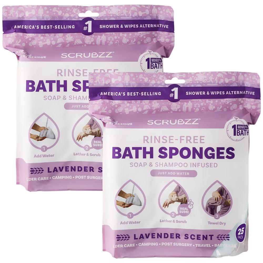 Scrubzz No Rinse Bath Wipes for Adults Bathing, Adult Rinse Free Bath Sponges - Disposable - Image 26