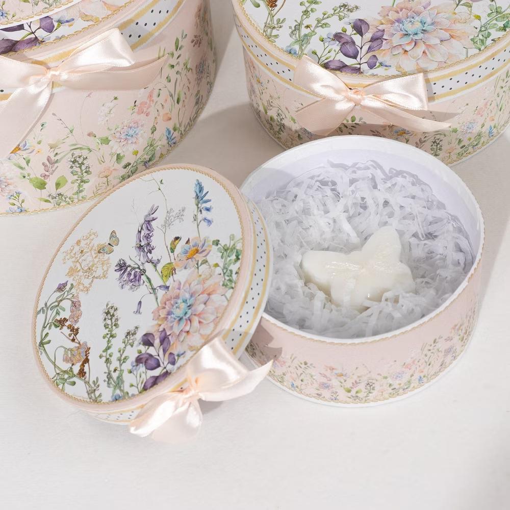 Home Collection Pack of 4 Round Floral Nesting Cardstock Gift Boxes - Image 4