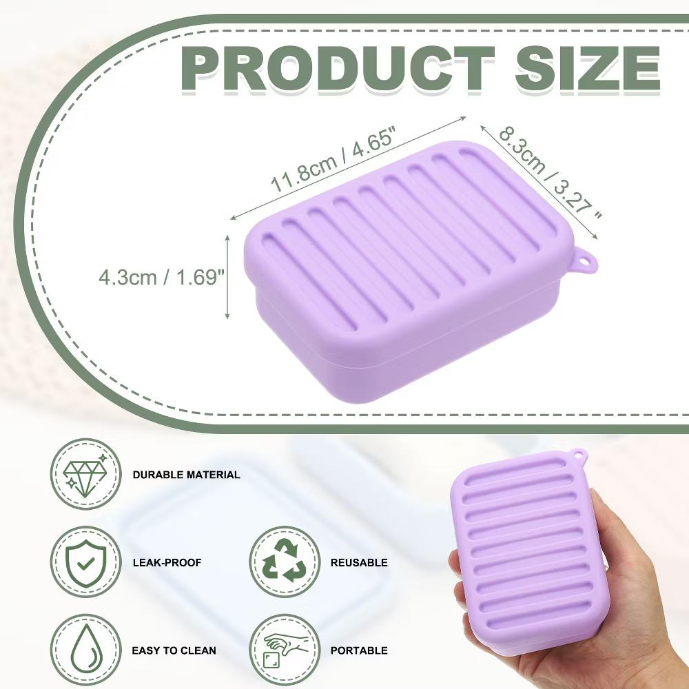 Soap Dish, Silicone Leak Proof Soap Bar Case - Image 7