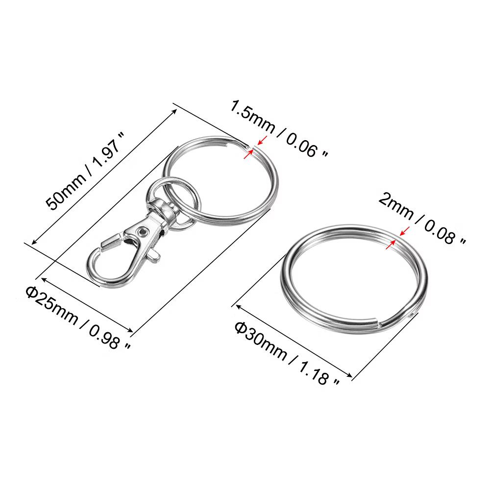 Lanyard Cable Rope with Key Ring Keychains Silver 4 Pcs - Image 40