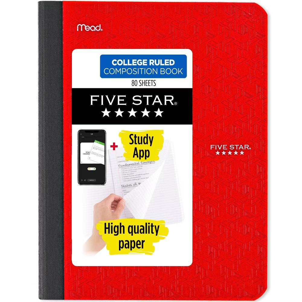 Five Star 80pg College Rule Composition Notebook 9.75"x7.5": Soft Cover, Acid-Free, Sewn Binding, Adult Stationery - Image 3