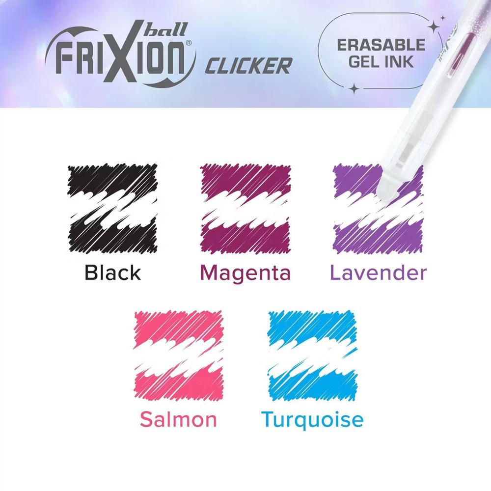5pk FriXion Aura Erasable Gel Pens Fine Point 0.7mm Multicolored Ink - Image 8