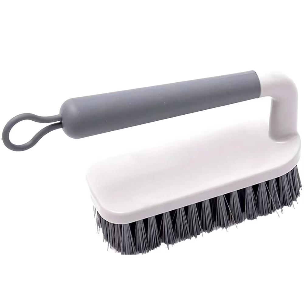 OU Scrub Brush with Ergonomic Handle, All Purpose Heavy Duty Cleaning Scrubber for Bathroom & Kitchen with Nonslip Handle, Scraper Edge & Hanging Loop - Image 6