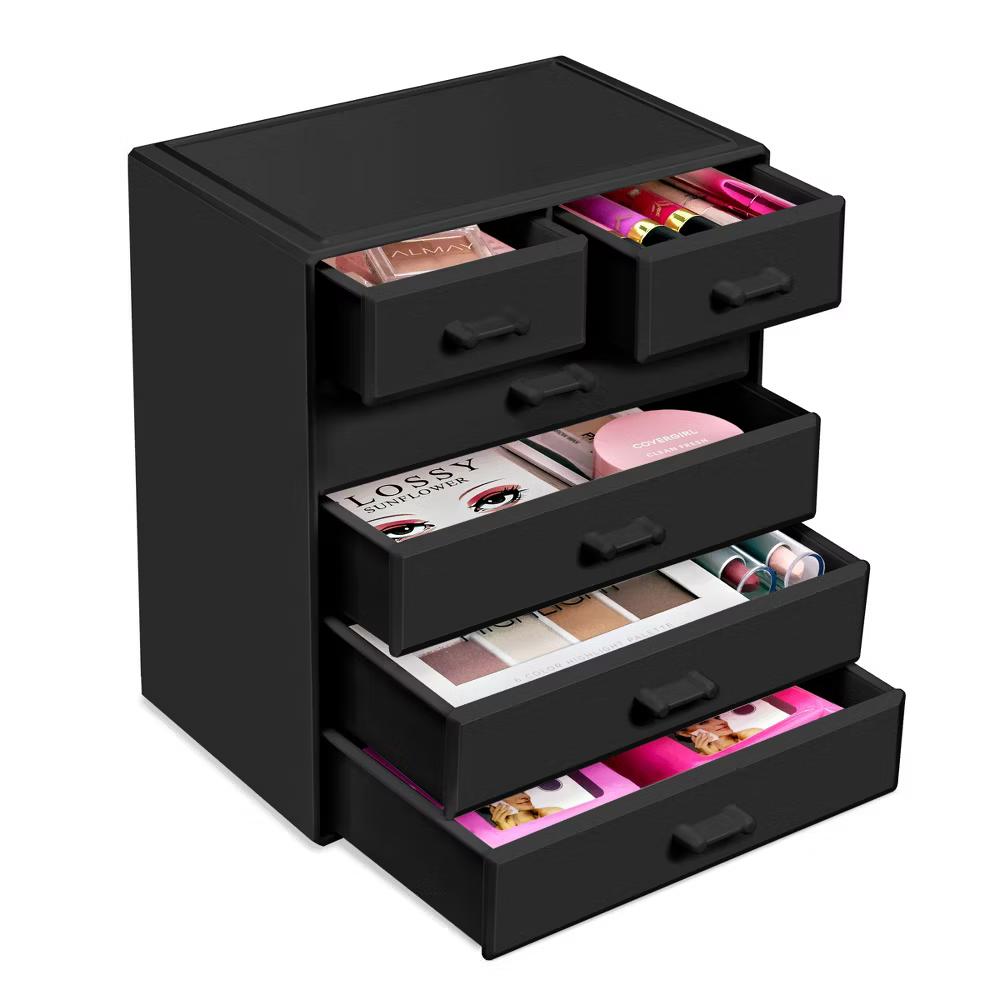 6 Drawer Makeup Organizer Case - Storage for Vanity, Bathroom, Dorm, Closet, and more -Large, 2 Small Drawers - Image 3