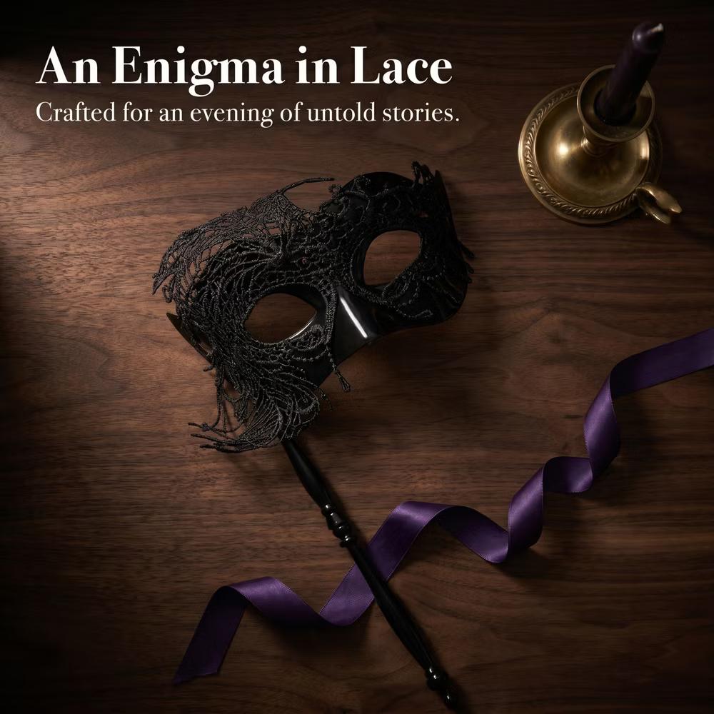 Handheld Masquerade Molded Venetian Plastic Eye Mask with Stick - Image 19