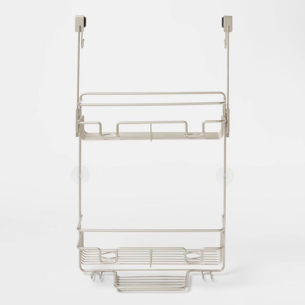 Over the Door Round Wire Shower Caddy Matte Satin - Bathroom Storage, Rust-Resistant Steel Organizer - Image 3