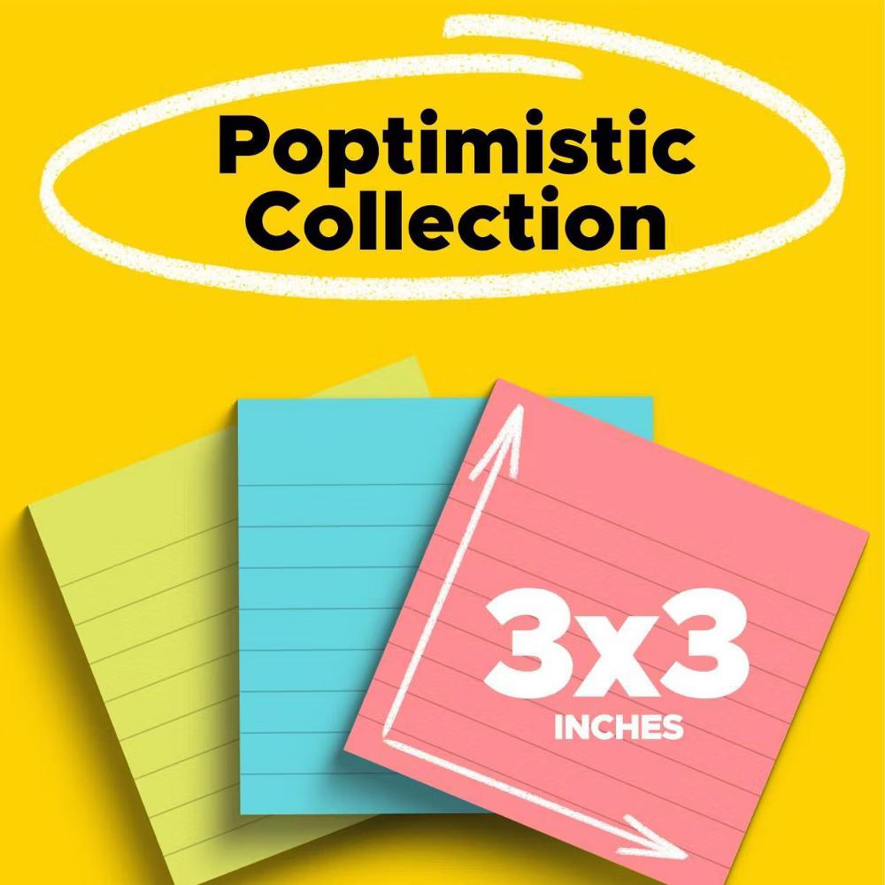 Notes, 3 in. 3 in., Poptimistic Collection, Lined, 3 Pads/Pack: Multicolor Sticky Notes, 50 Sheets per Pad - Image 3
