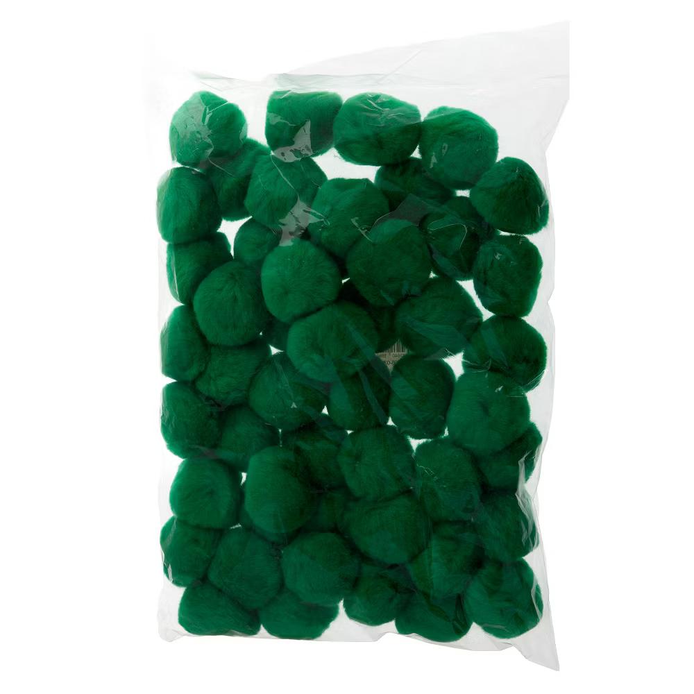 2in Green Pom Poms for Crafts DIY Art Creative, 50pcs - Image 3