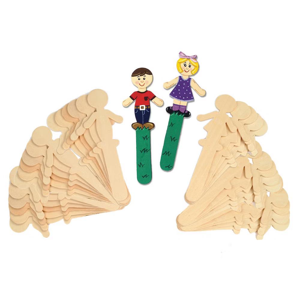 Natural Wood Craft Sticks, People, 5-1/2" Tall, 36 Pieces - Image 3