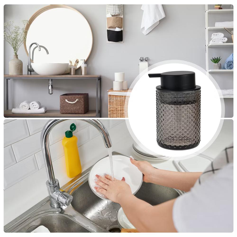Stylish Pump Soap Dispenser Gray Black 1 Pc - Image 6