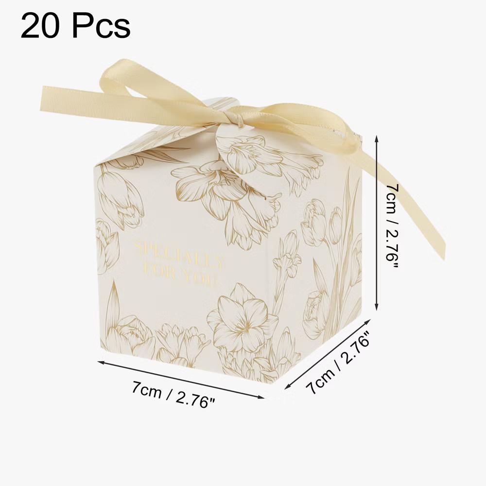 Gift Boxes with Ribbon 2.76"x2.76"x2.76" Champagne 20 Pcs - Image 2