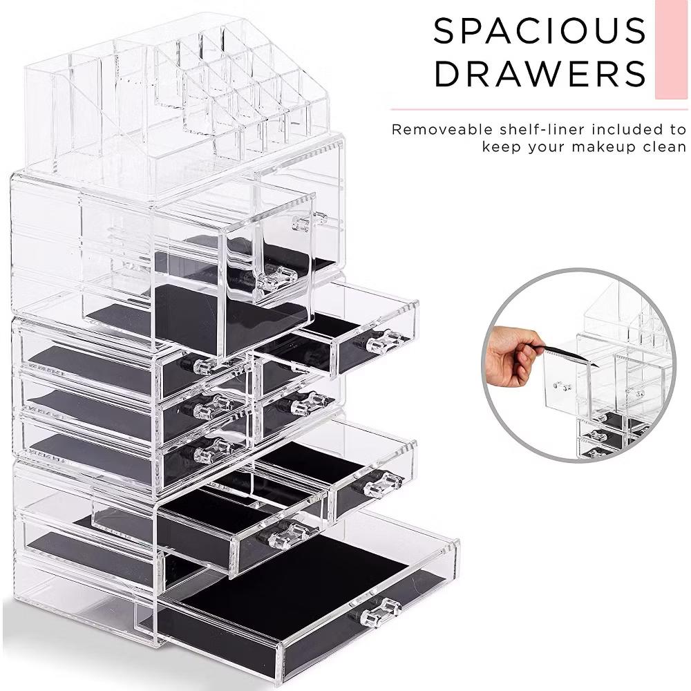 4 Piece 12 Drawers Makeup Storage Case - Spacious Design - Great for Bathroom, Dresser, Vanity and Countertop - Image 4