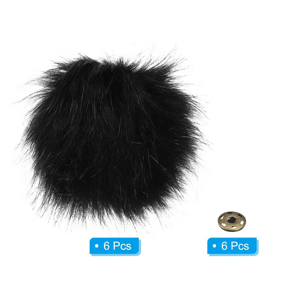 Fluffy Soft Elastic Faux Fur Pom Poms for Hats DIY Scarves 6 Pcs - Image 5