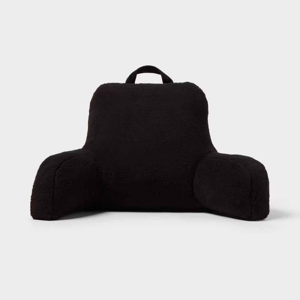 Faux Shearling Bed Rest Black - Comfort Support Pillow for Dorm Indoor/Outdoor Use - Image 3