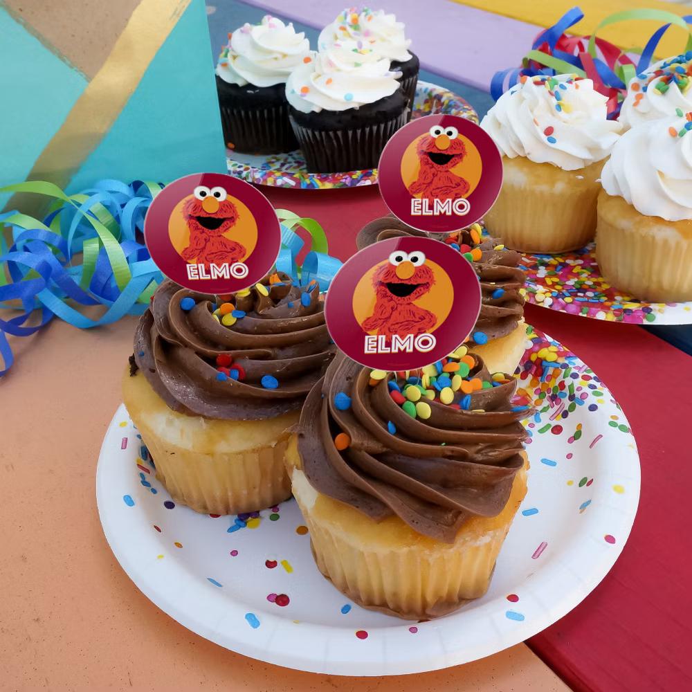 Elmo Scribble Cupcake Picks Toppers Decoration Set of 6 - Image 4