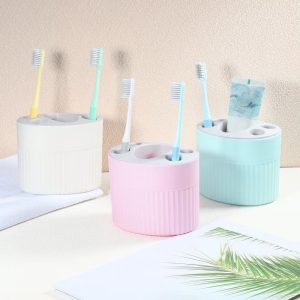 Bathroom 5-Slot Toothbrush Holders Set 4.69"x3.62"x3.73"