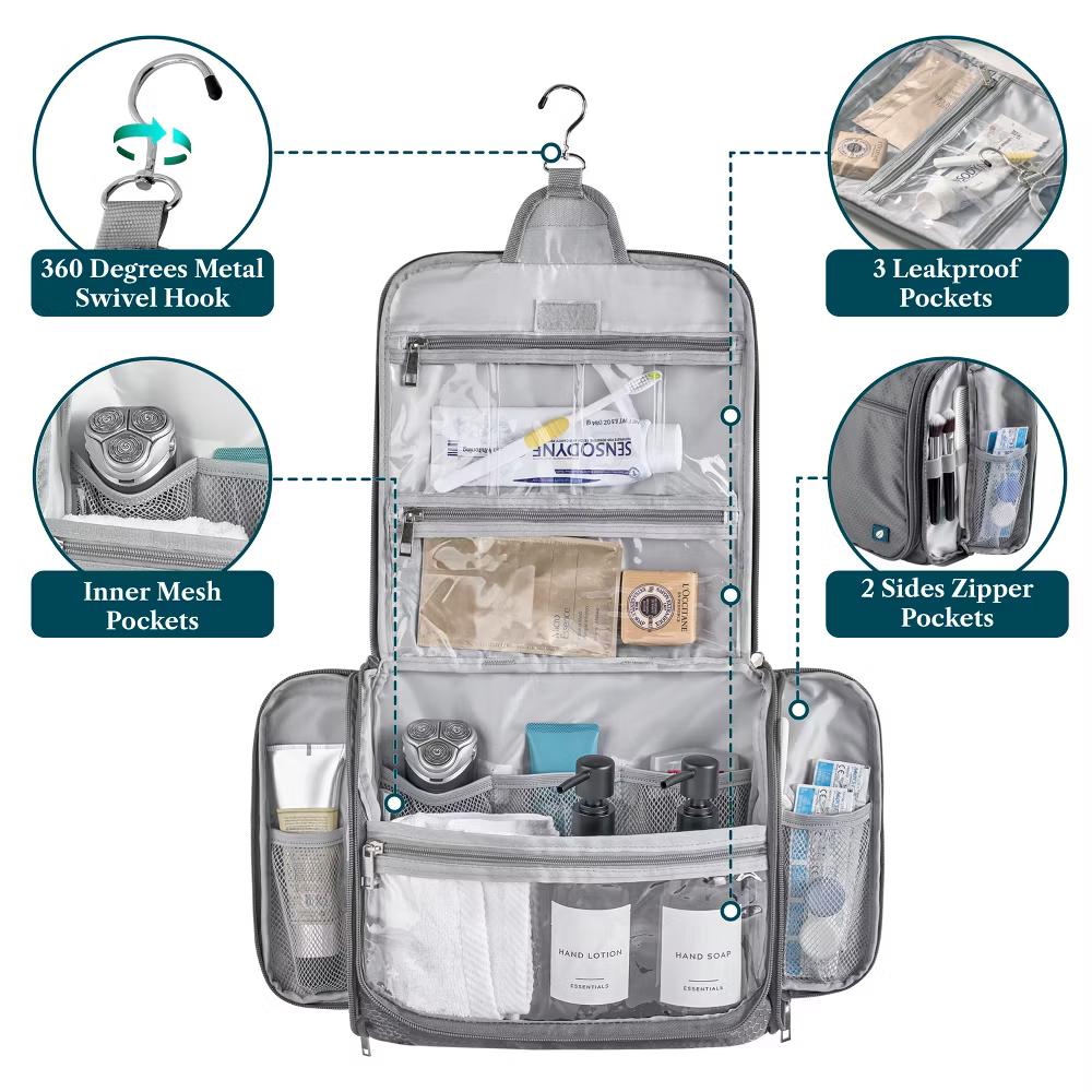 Large Hanging Toiletry Bag, Travel Women Men Cosmetic Organizer, Water Resistant Makeup Accessories Essentials Kit - Image 34