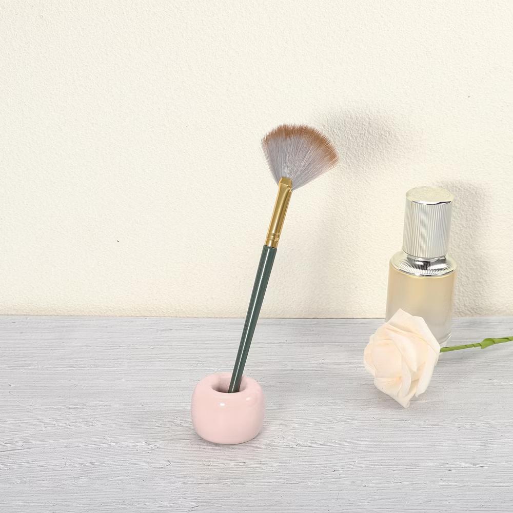 Bathroom Round Mini Ceramic Toothbrush Holder 1.65"x1.18" 2Pcs - Image 47