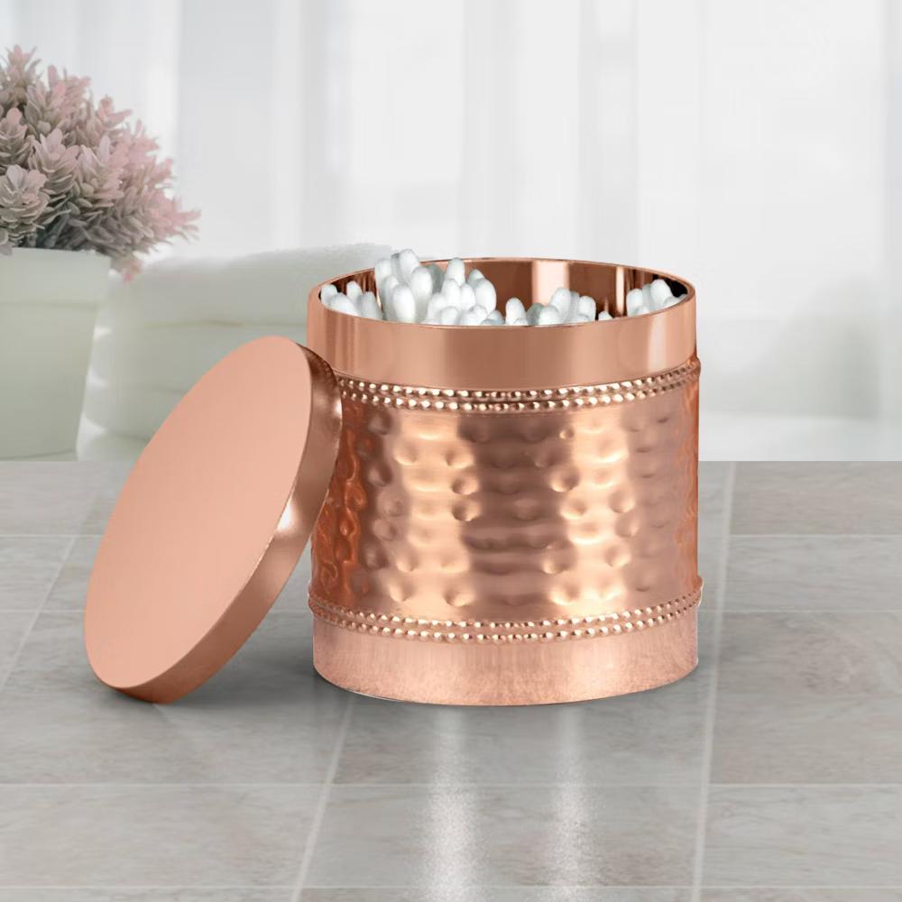 Stainless Steel Bathroom Vanity Countertop Storage Organizer Canister Jar Copper