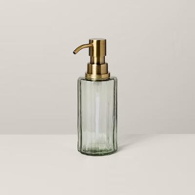 Fluted Glass Bathroom Soap Pump Light Green - with Magnolia - Image 2