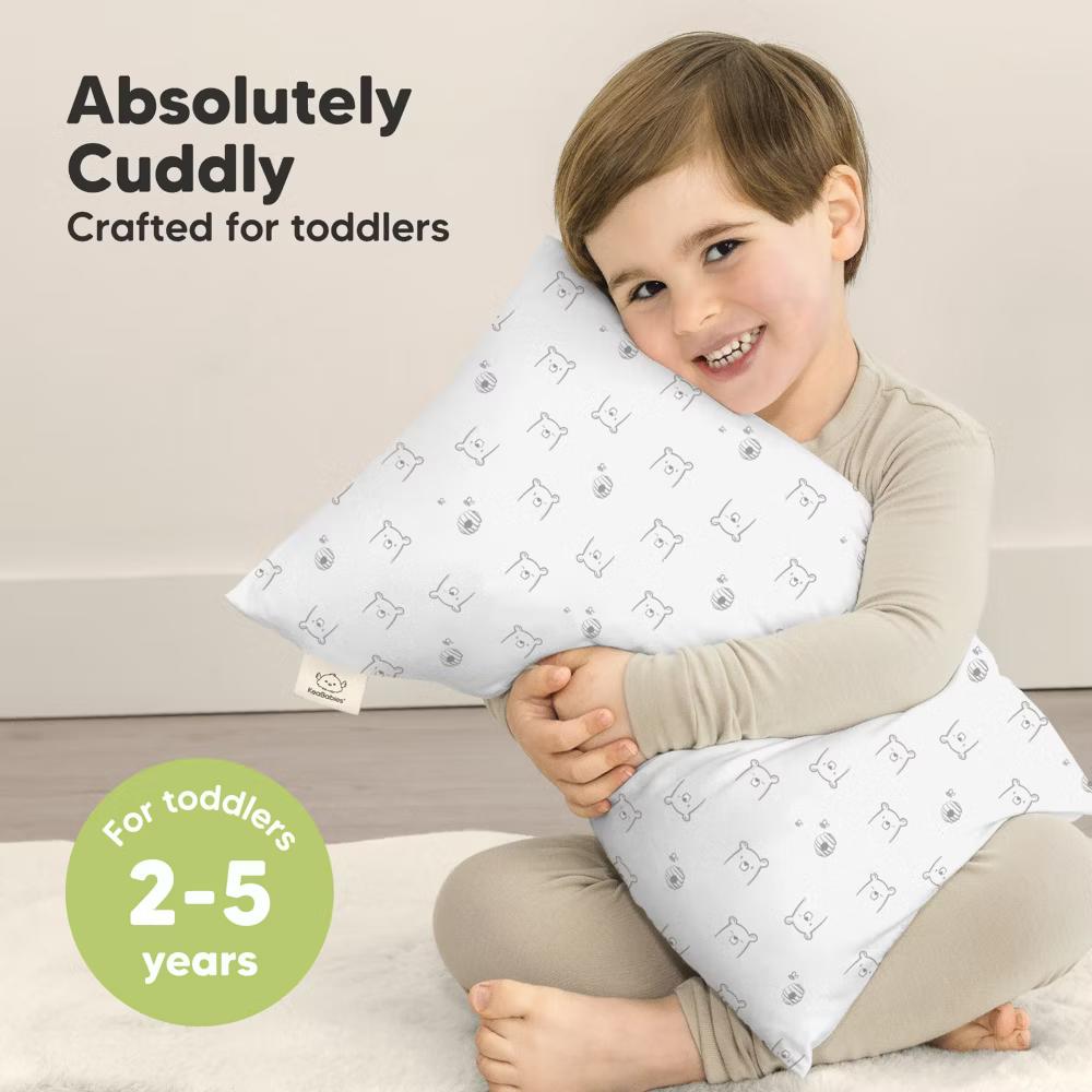 Cuddly Toddler Pillow with Pillowcase, 13X18 Kids Pillow for Sleeping, Small Travel Pillows, Nursery Pillow