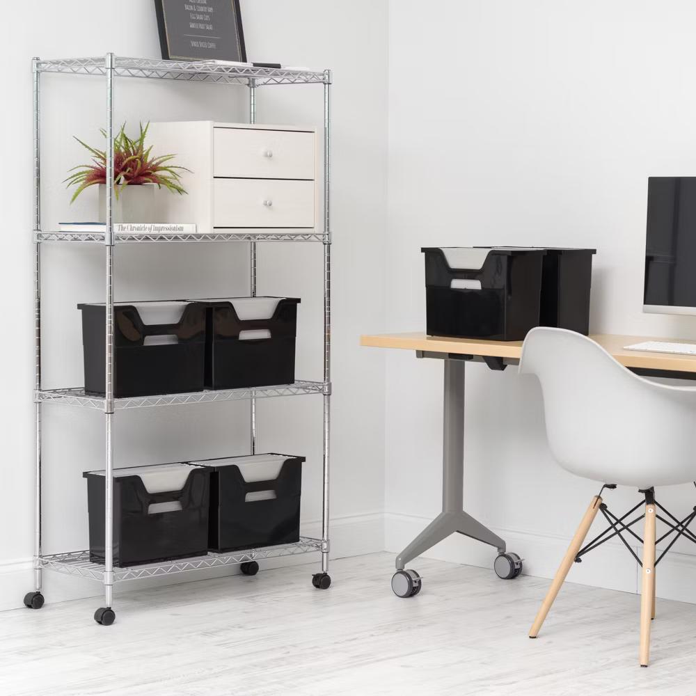 USA Portable Letter Size Desktop File Box with Open Lid, Side Handles, Hanging File Folders - Image 19