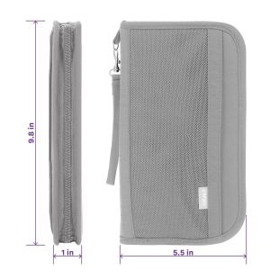 Passport Holder for Travel, Travel Passport Holder for ID Credit Card Case Pouch & Travel Document Organizer, Slim Wallet Passport Cover, Gray