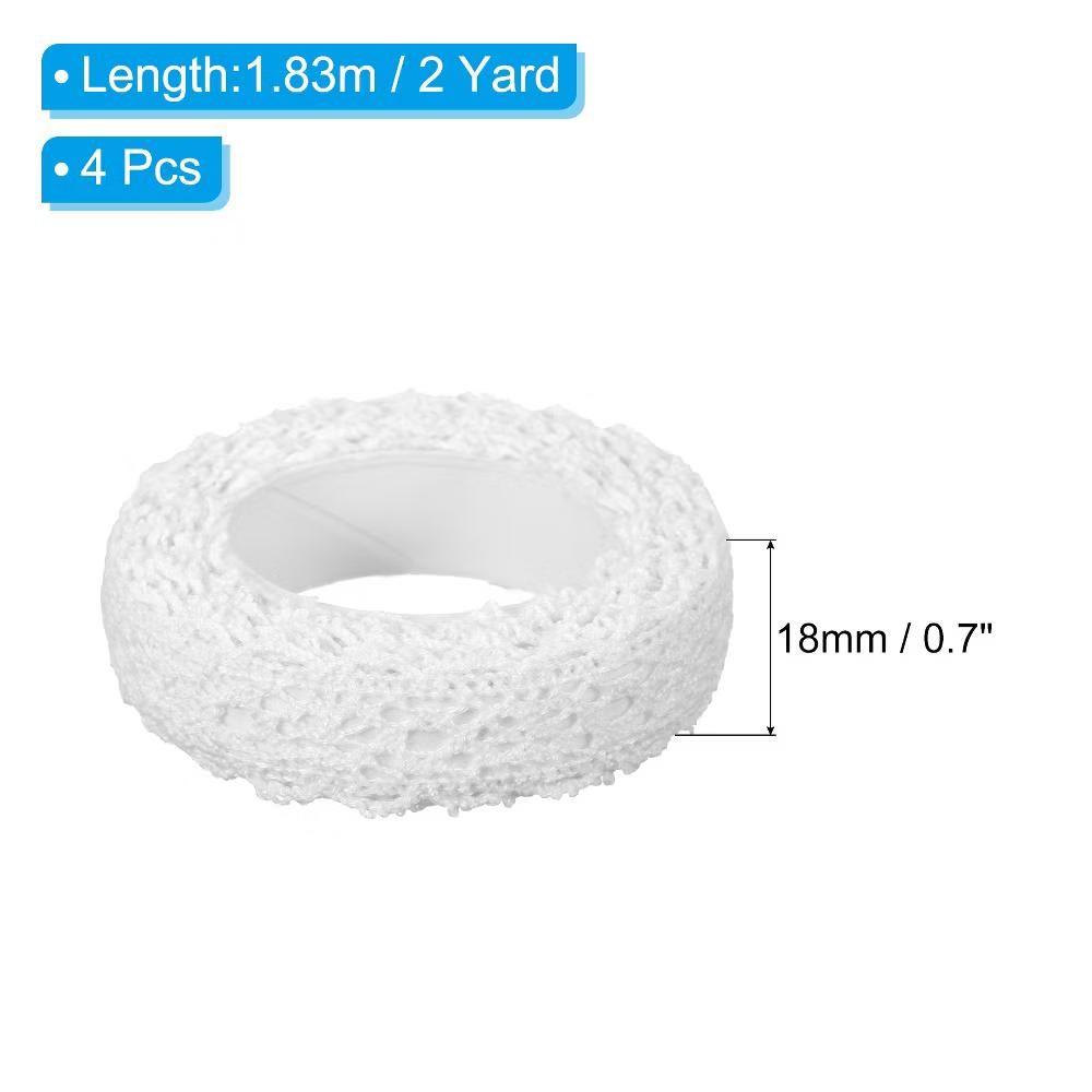 Cotton Self-Adhesive DIY Craft Decorative Lace Ribbon Tapes 0.7" 2 Yards 4 Pcs - Image 24