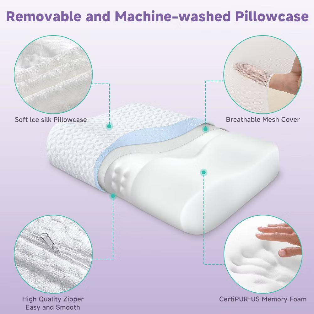 Orthopedic Contour Neck Pillow with Odorless Memory Foam - Perfect for All Sleeping Positions - Image 6