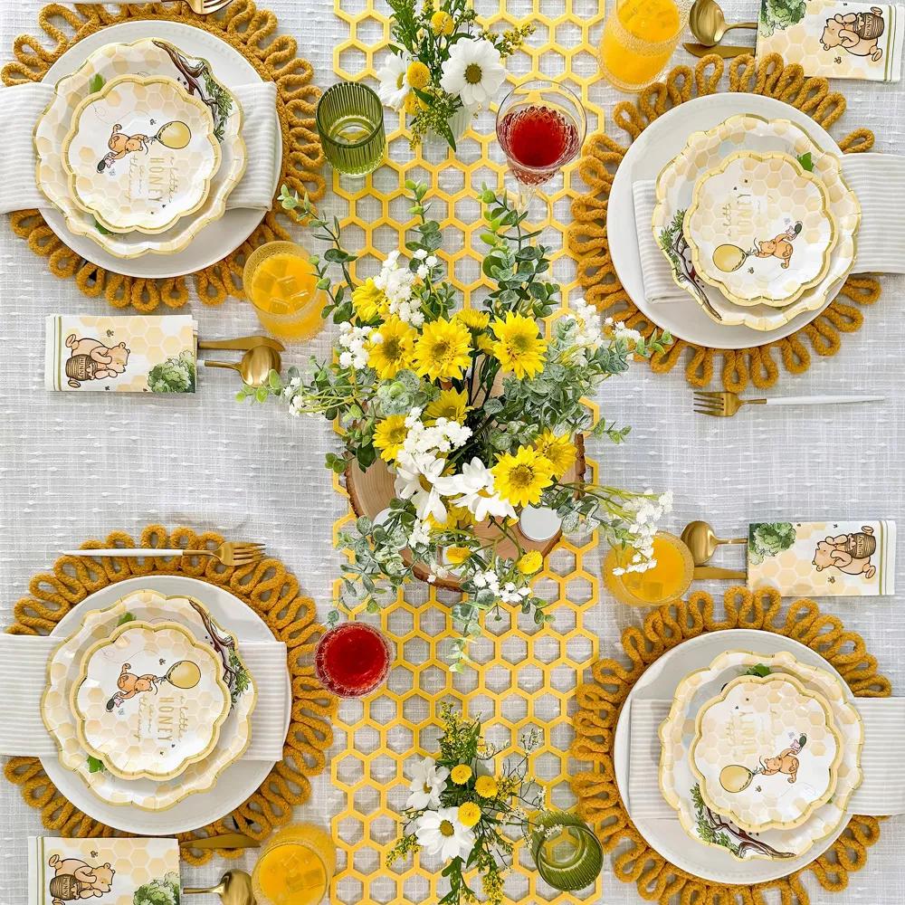 Honey Bear 78 Piece Party Tableware Set Baby Shower Party Decorations Plates & Napkins, Adorable Bear Baby Shower (16 Guests) - Image 3