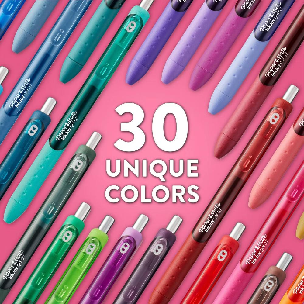 Paper Mate InkJoy Gel 30pk Gel Pens 0.7mm Medium Tip Multicolored: Retractable Stationery & Office Supplies - Image 5