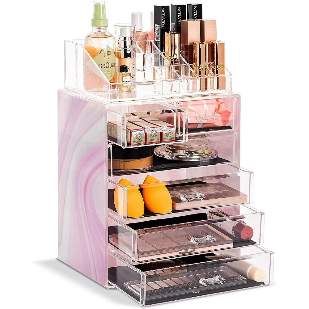 2 Piece Acrylic Makeup and Jewelry Storage Organizer Case (6 Drawers and Lipstick Tray) - Image 53