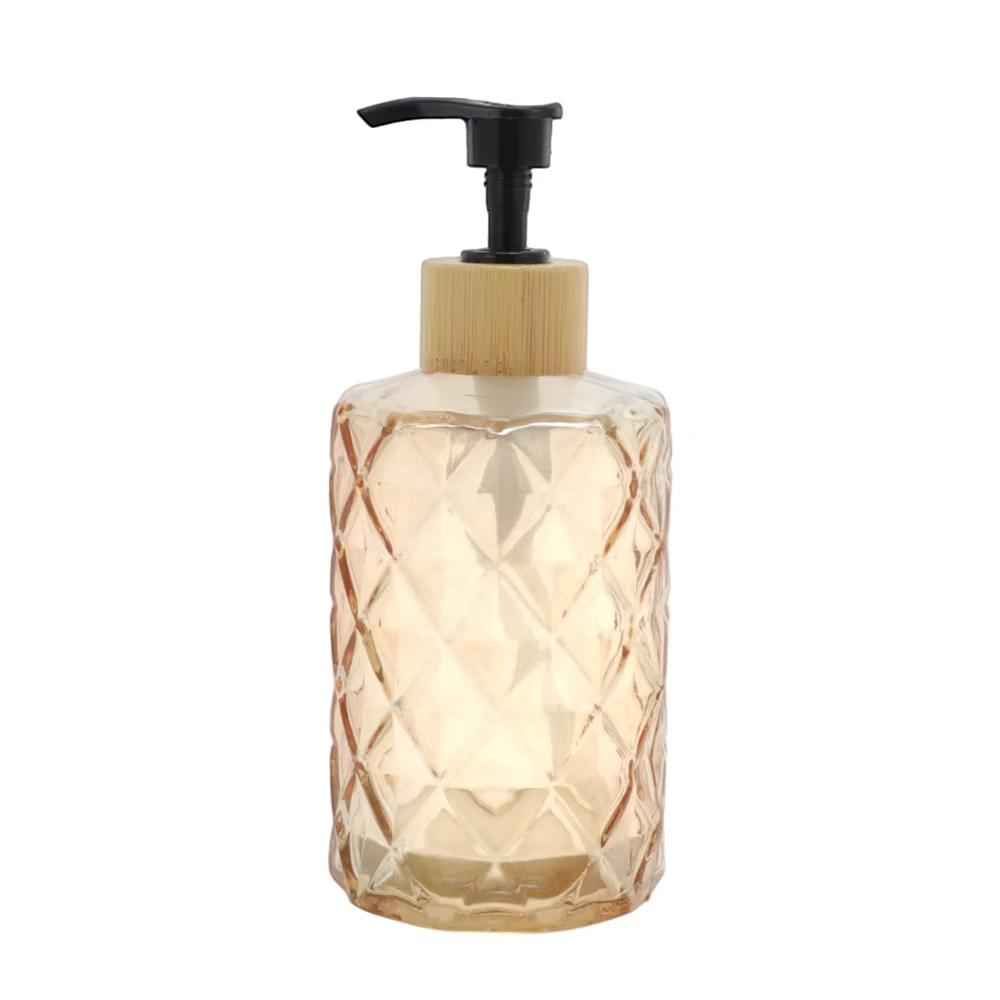 Reusable Round Bottom Diamond Pattern Soap Dispenser 11.16oz 1 Pc - Image 7