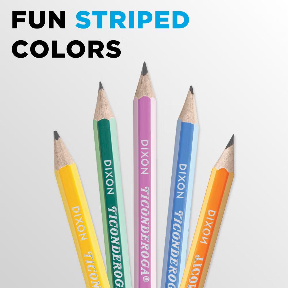 Ticonderoga 10ct Pencil Presharp Striped: Presharpened School Supplies for Kids, Back to School Essentials - Image 5
