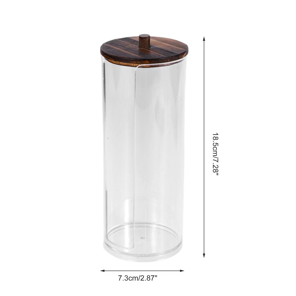 U-Shaped Cup Cylindrical Cover Acrylic Cotton Swab Holders Bathroom Transparent Dark Brown 1Pc - Image 2