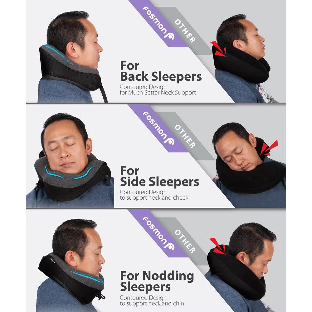 Neck Pillows for Travel Pillow, Travel Neck Pillow Airplane, Foldable Memory Foam Neck Pillow for Car Travel Sleeping, Washable Bag+Ear Plugs - Image 4