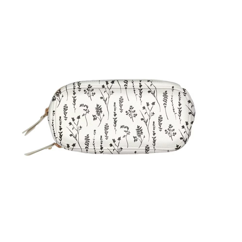 Blue Sky The Evergirl Faux Leather Zipper Pencil Pouch Pressed Flowers White: Pencil Bag for Teens, 7.75" 3.5" - Image 3