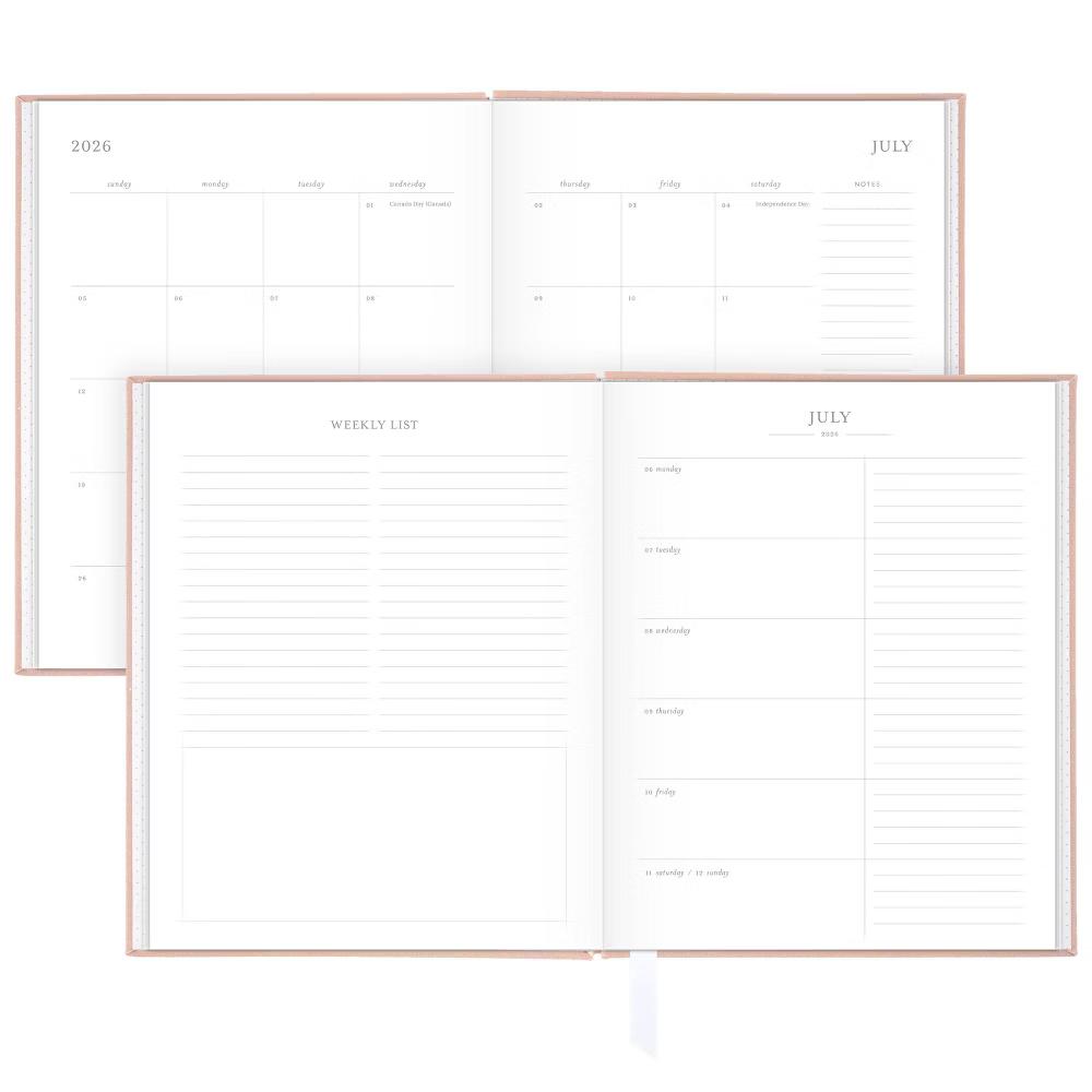 Essentials 7.875"x9.875" 2026-2027 Large Fabric Casebound Planner Rose Pink - Image 3