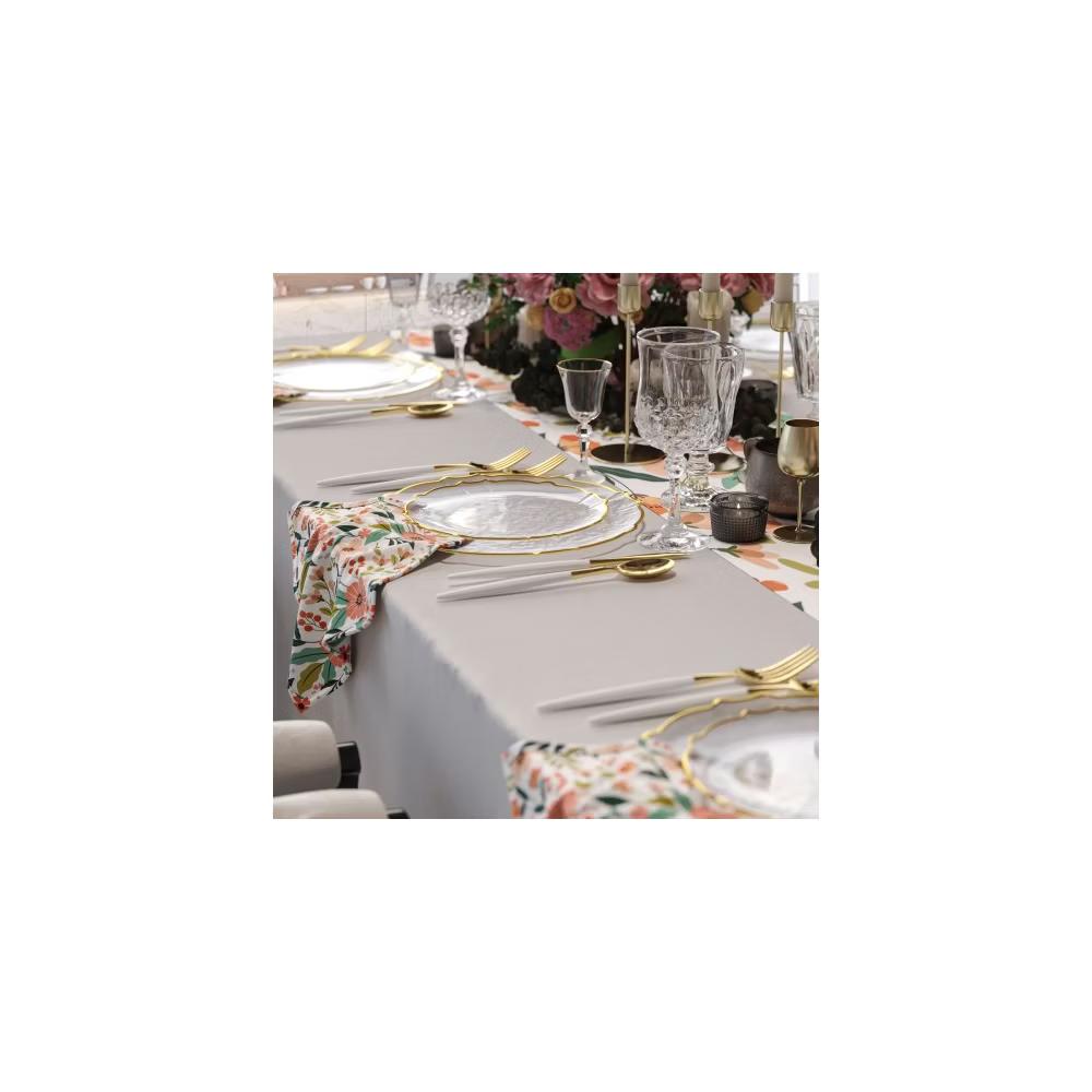 Trendables 40 Pieces Plastic Disposable Wedding Plates Set - 20 7.5" & 20 10" Thin & DelicateTinted Petals Plates with Rim - Image 57