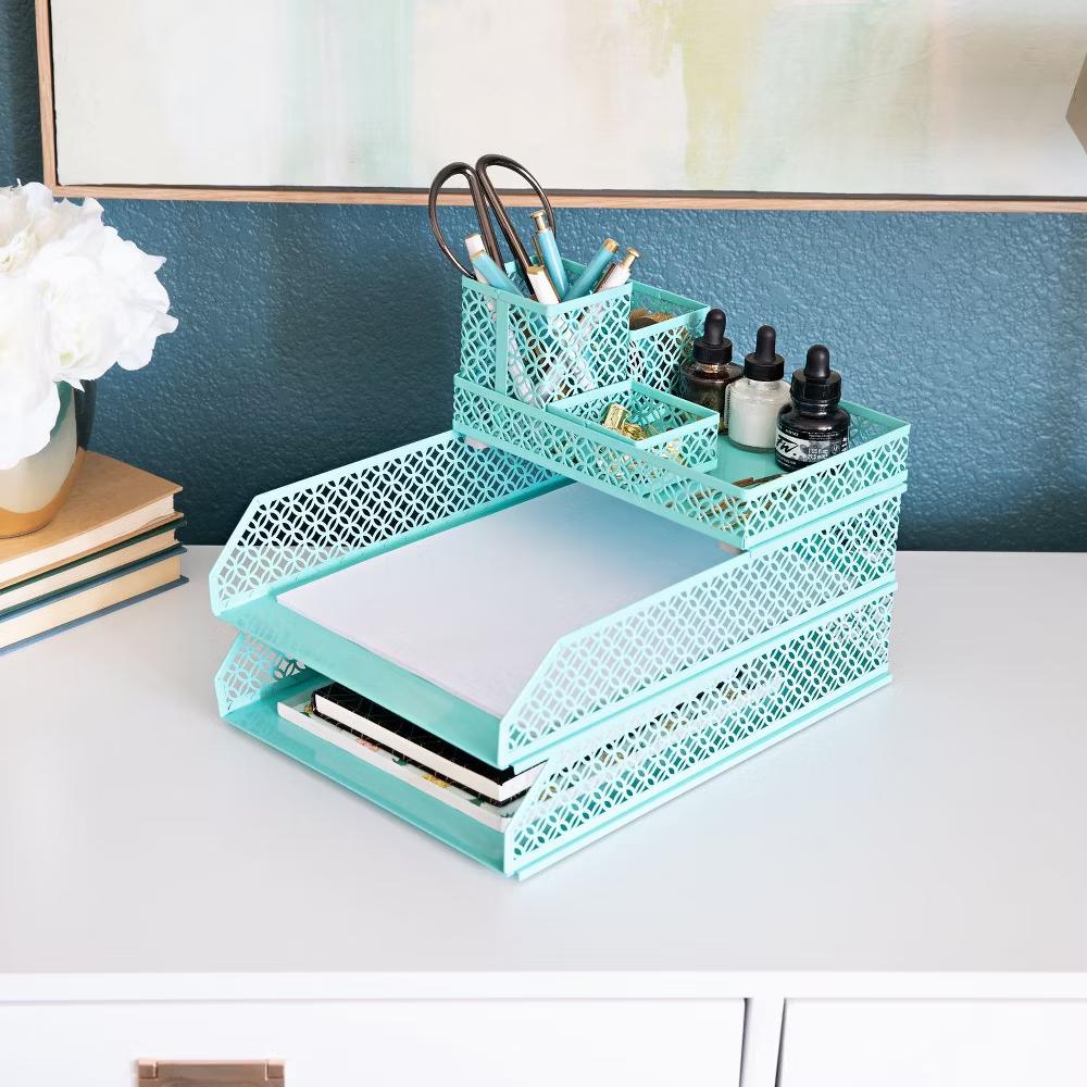 Blu Monaco 6 Piece Interlocking Desk Organizer Set - Image 2