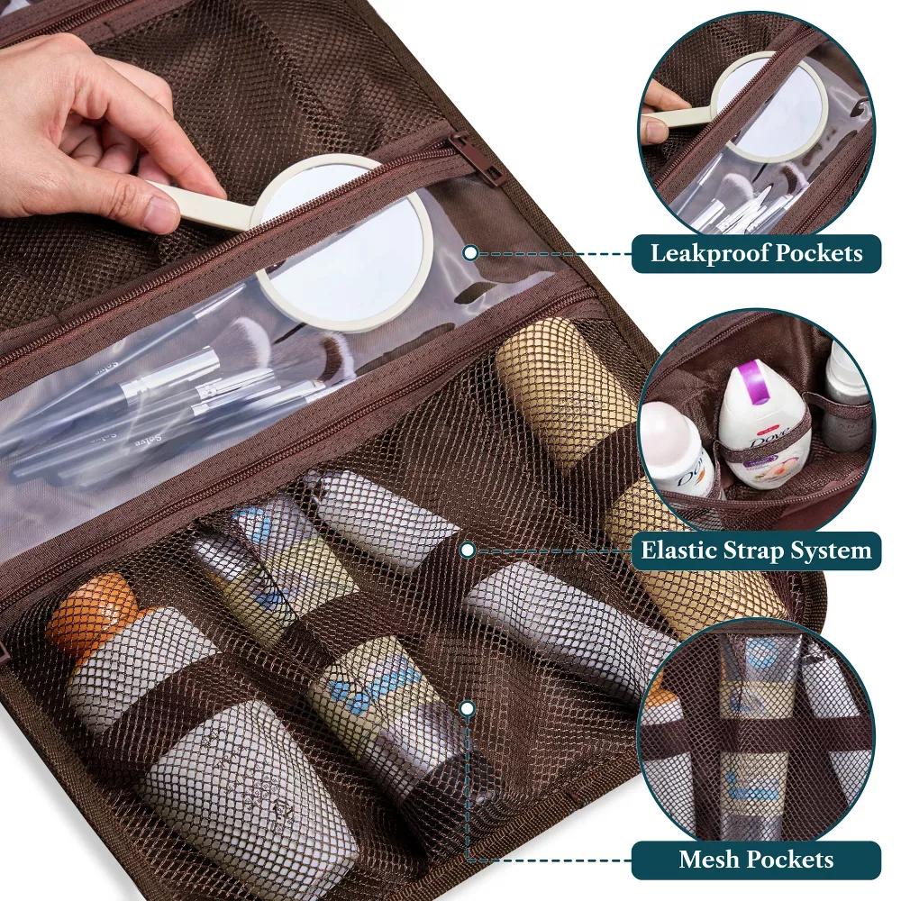 Hanging Toiletry Bag Women Men, Travel Kit Foldable Waterproof Organizer, Roll up Cosmetics Makeup Essentials Jewelry Case - Image 20