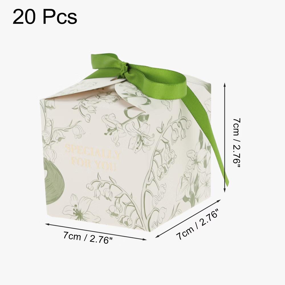 Gift Boxes with Ribbon 2.76"x2.76"x2.76" Green 20 Pcs - Image 2