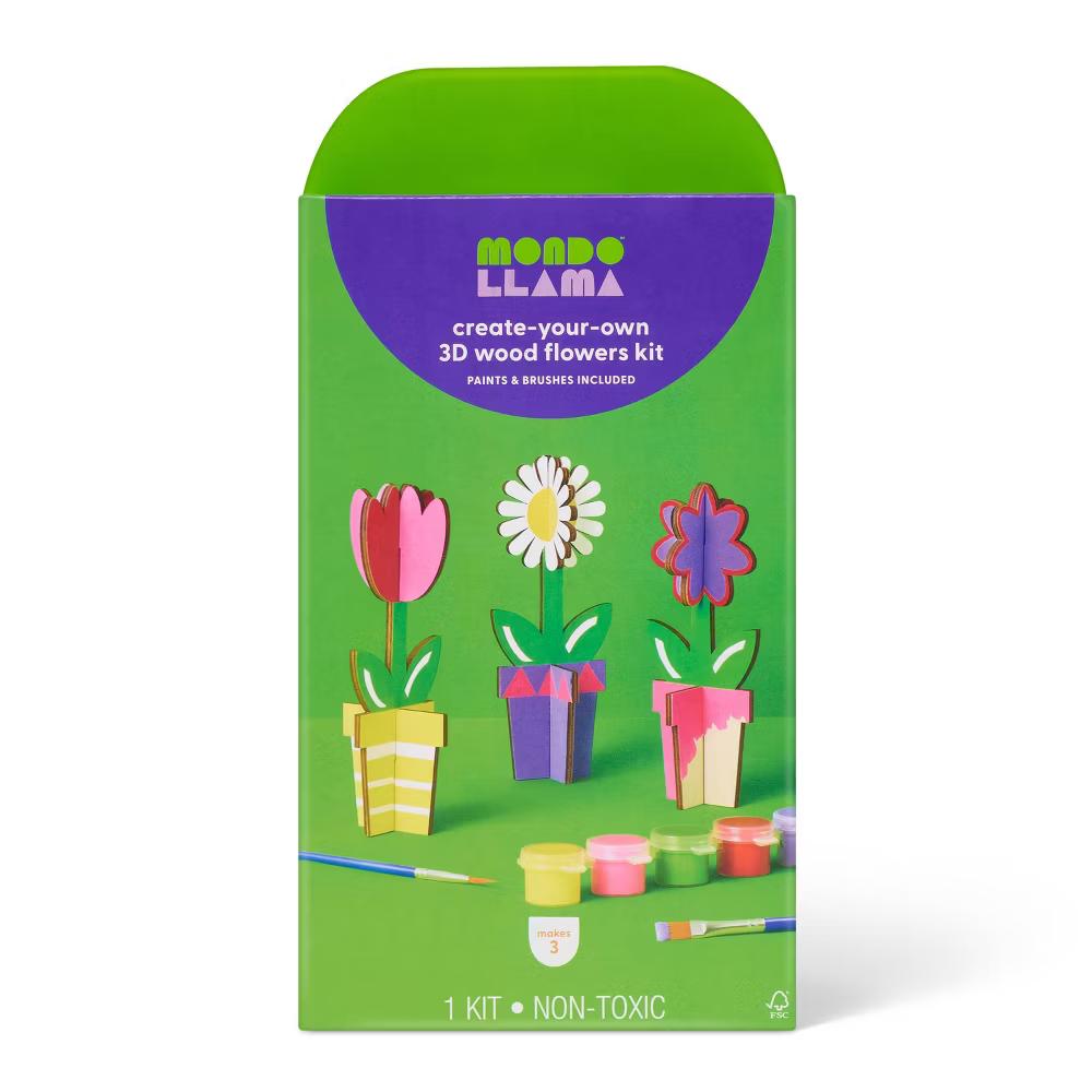 3ct Wood 3D Flowers Painting Craft Activity Kit - Image 3